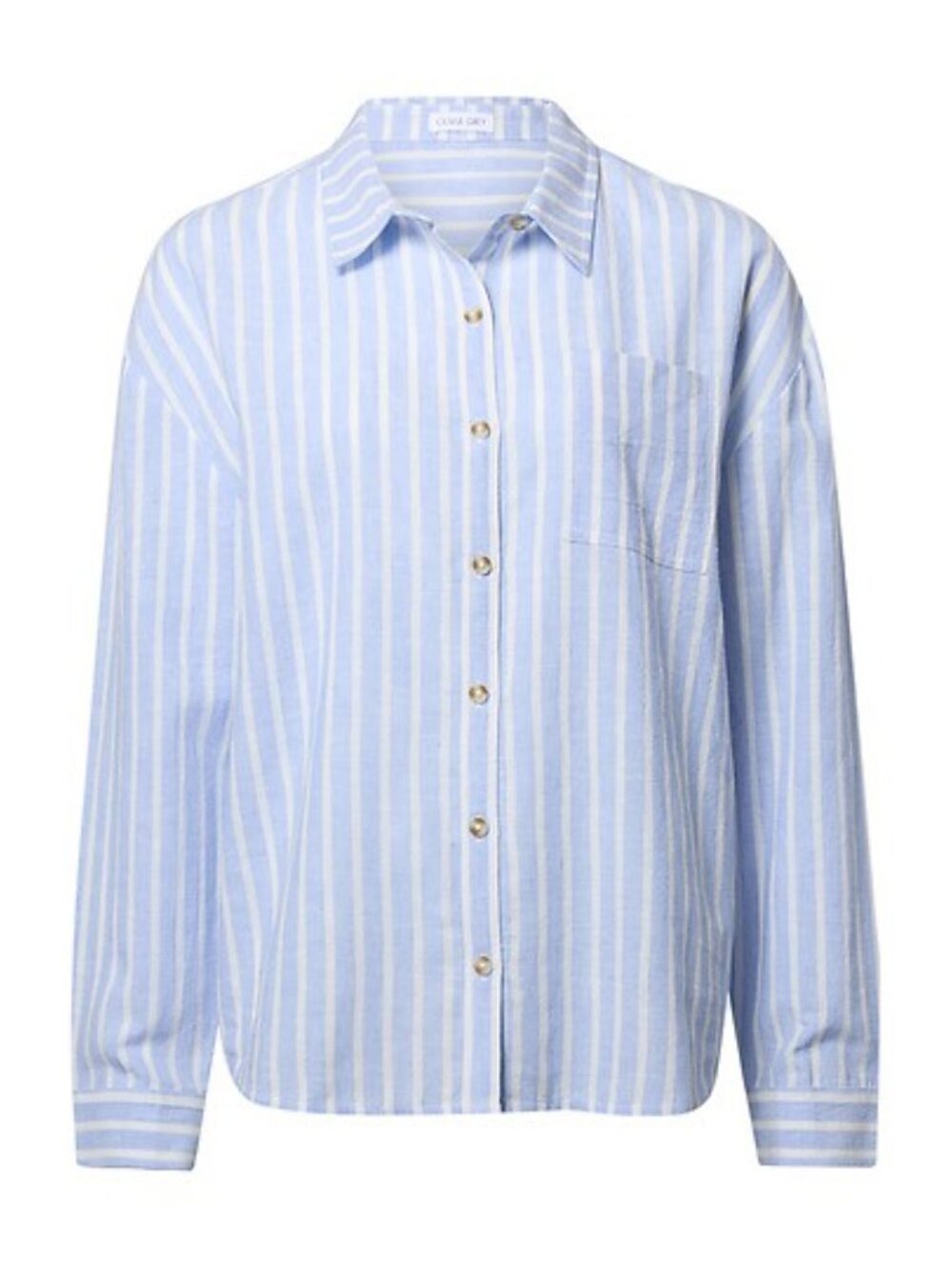 OLIVIA GREY Women's Striped Button Up Shirt Size S in Blue/White